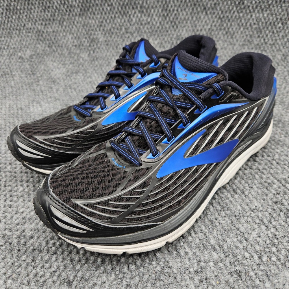 Brooks (Men's 8) Black Blue Transcend 4 Running Shoes Sneakers Lace Up